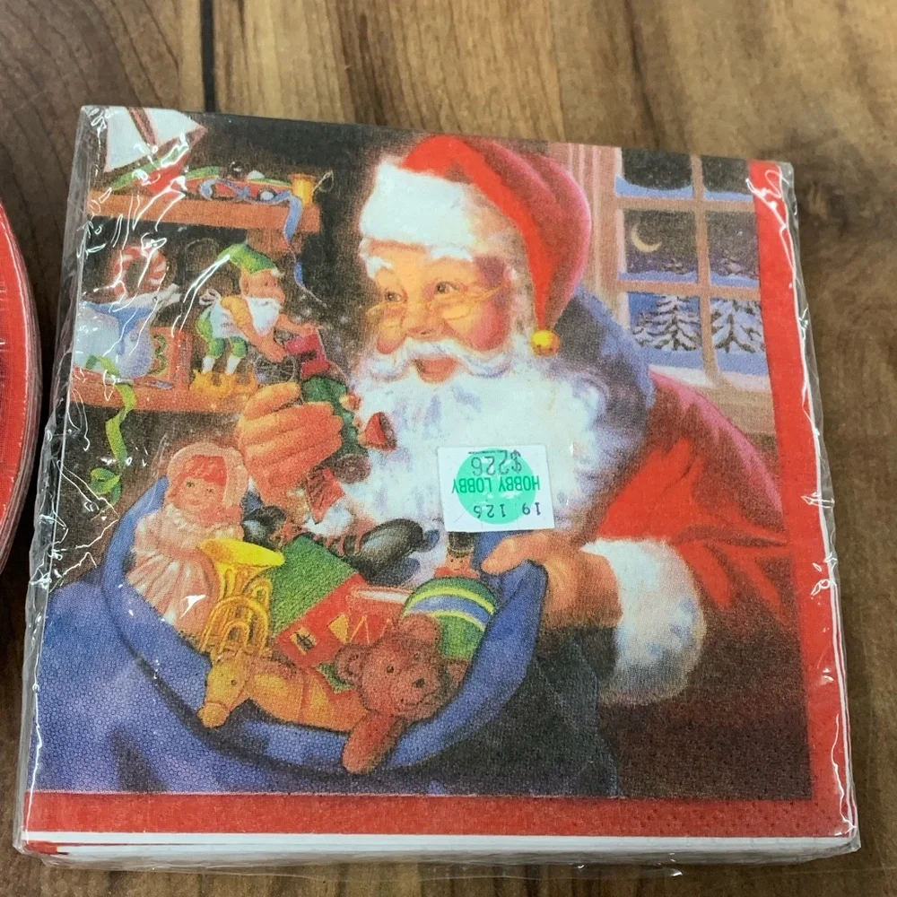 Vtg Trend Setters Brand 36 Christmas Santa Paper Plates & 30 Napkins Decoupage